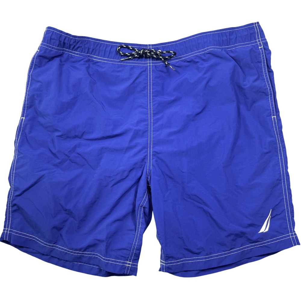 Nautica Mens Blue Swim Trunks Large Mesh Lined Board Shorts VDR C24 118 Logo